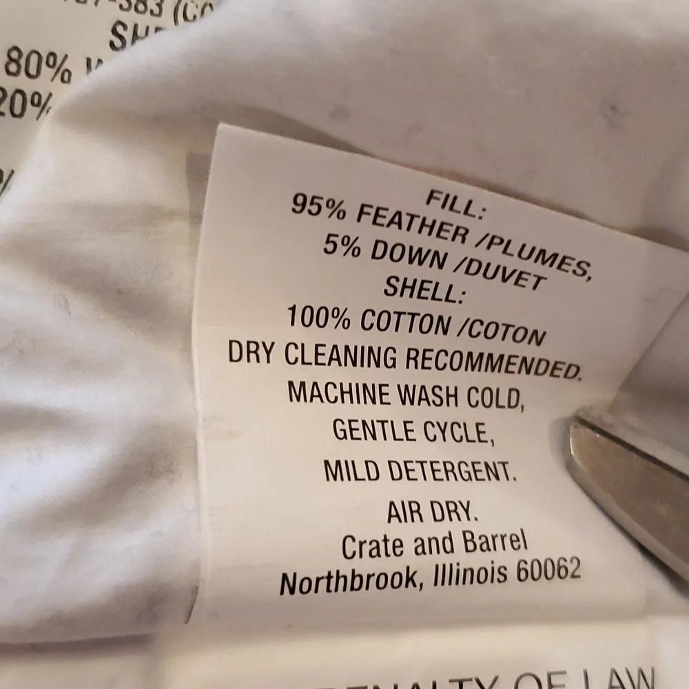 Crate&Barrel Holden Pillow Set of 2 Navy Wool Blend w/Crate&Barrel Inserts